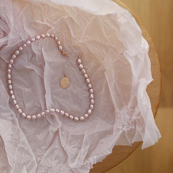 Pink Freshwater Pearl Romance Necklace 18K 핑크 담수 진주 로맨스 목걸이