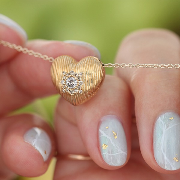 Cognac Diamond Heart Through Necklace 18K 꼬냑 다이아몬드 하트 쓰루 목걸이