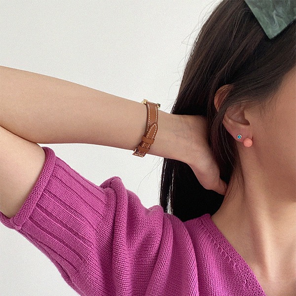 ㆍDesigned by Namheeㆍ Ball Light Pink Coral Earrings 18K 공 연 핑크 산호 귀걸이