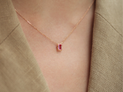 Pink Sapphire Tart Necklace 18K 핑크 사파이어 타르트 목걸이