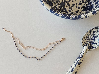 Blue Sapphire Chain Two Layer Bracelet 18K 블루 사파이어 체인 2줄 팔찌