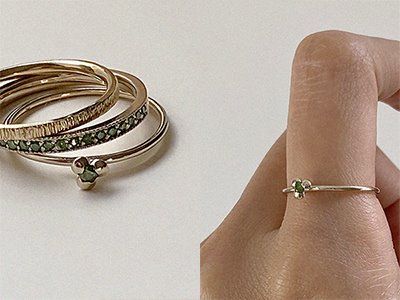 Green Diamond Three Leaf Ring 18K 그린 다이아몬드 세잎 반지